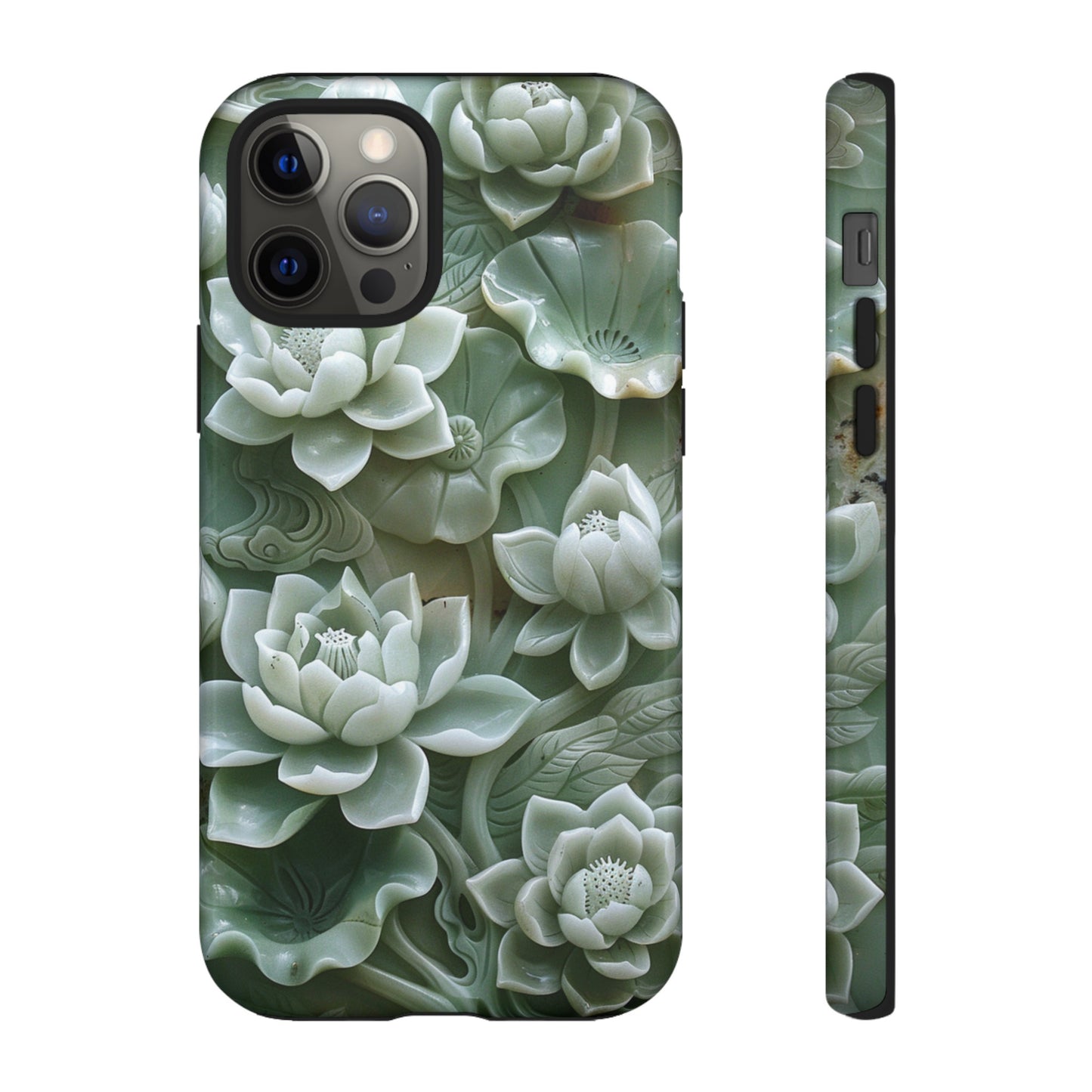 Green Jade Lotus Floral Art Phone Case