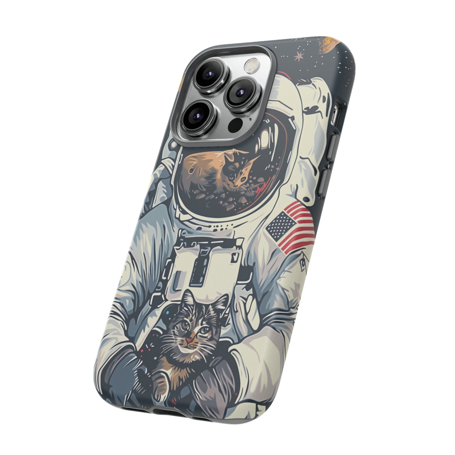 The Astronaut and the Cosmic Cat Phone Case