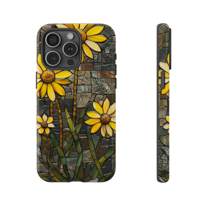 Yellow and Gold Daisy Mosaic Stained Glass Phone Case for iPhone 15, 14, Pro Max, 13, 12 & Samsung Galaxy S23, S22, S21, Google Pixel