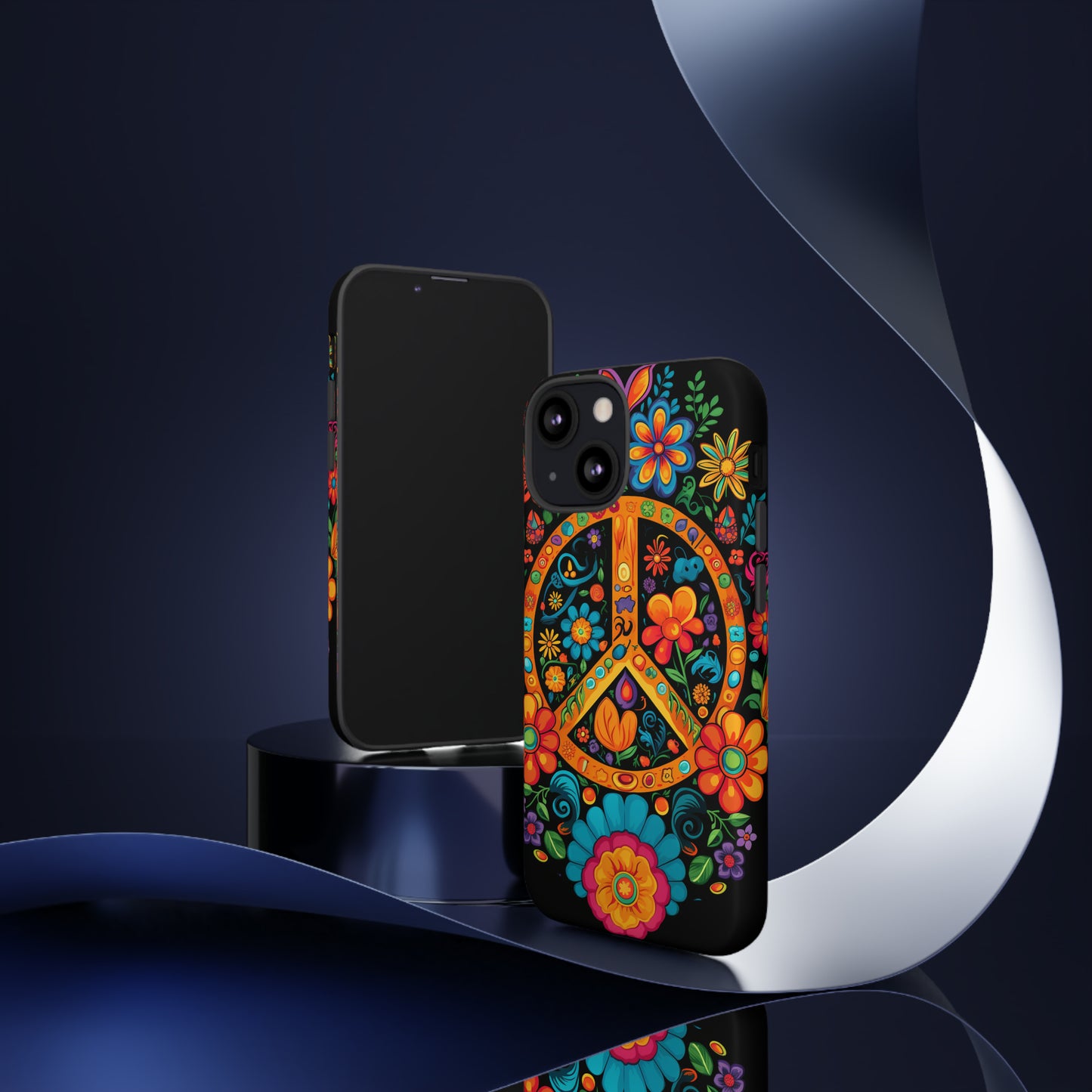 Peace Sign Embroidery Floral Hippie Style Phone Case