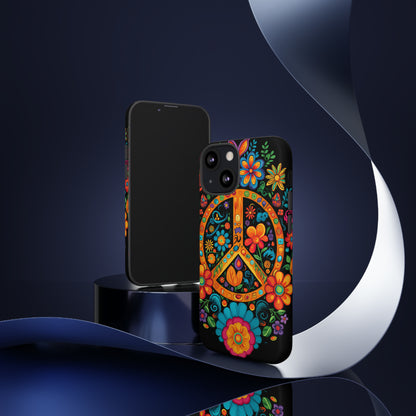 Peace Sign Embroidery Floral Hippie Style Phone Case