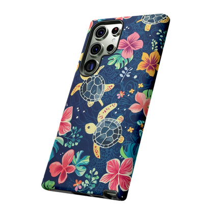 Undersea Floral Blue Sea Turtle Phone Case