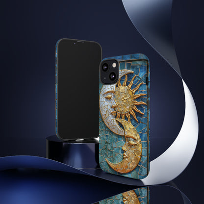 Boho Sun and Moon Mosaic Tile Stained Glass Phone Case