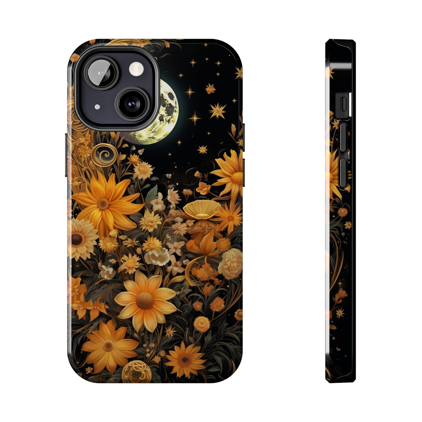 Cottagecore Floral Sun Moon Stars iPhone Case | Embrace Mystical Nature's Beauty