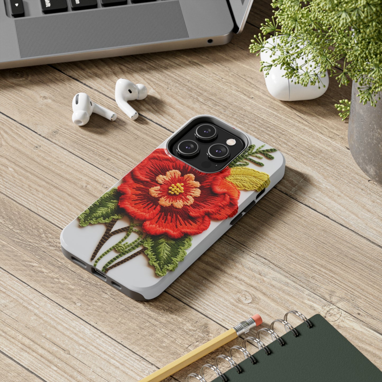 Floral Embroidery iPhone Case
