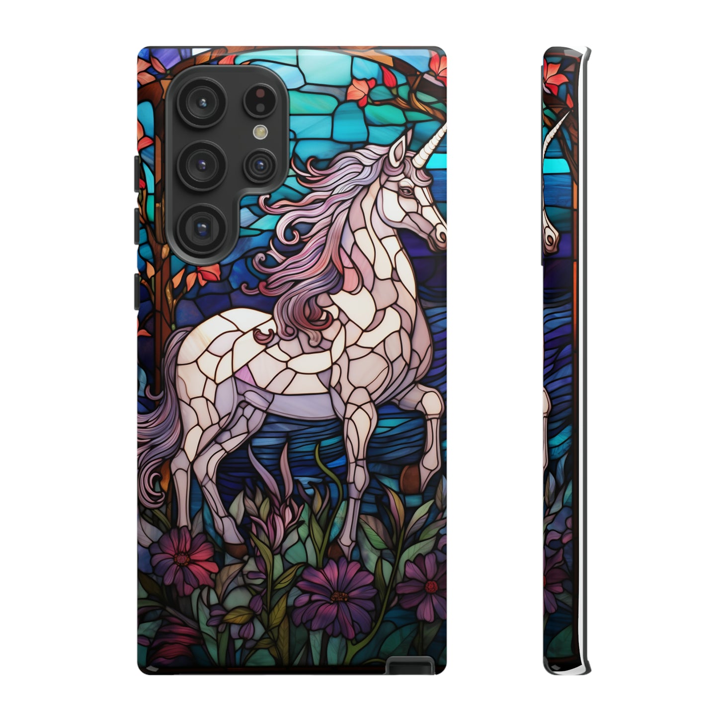 Unicorn Stained Glass iPhone, iPhone Case Retro Samsung Galaxy Phone Tough Case iPhone 15 14 Plus 13 12 7 8 Se Hippie Boho Style