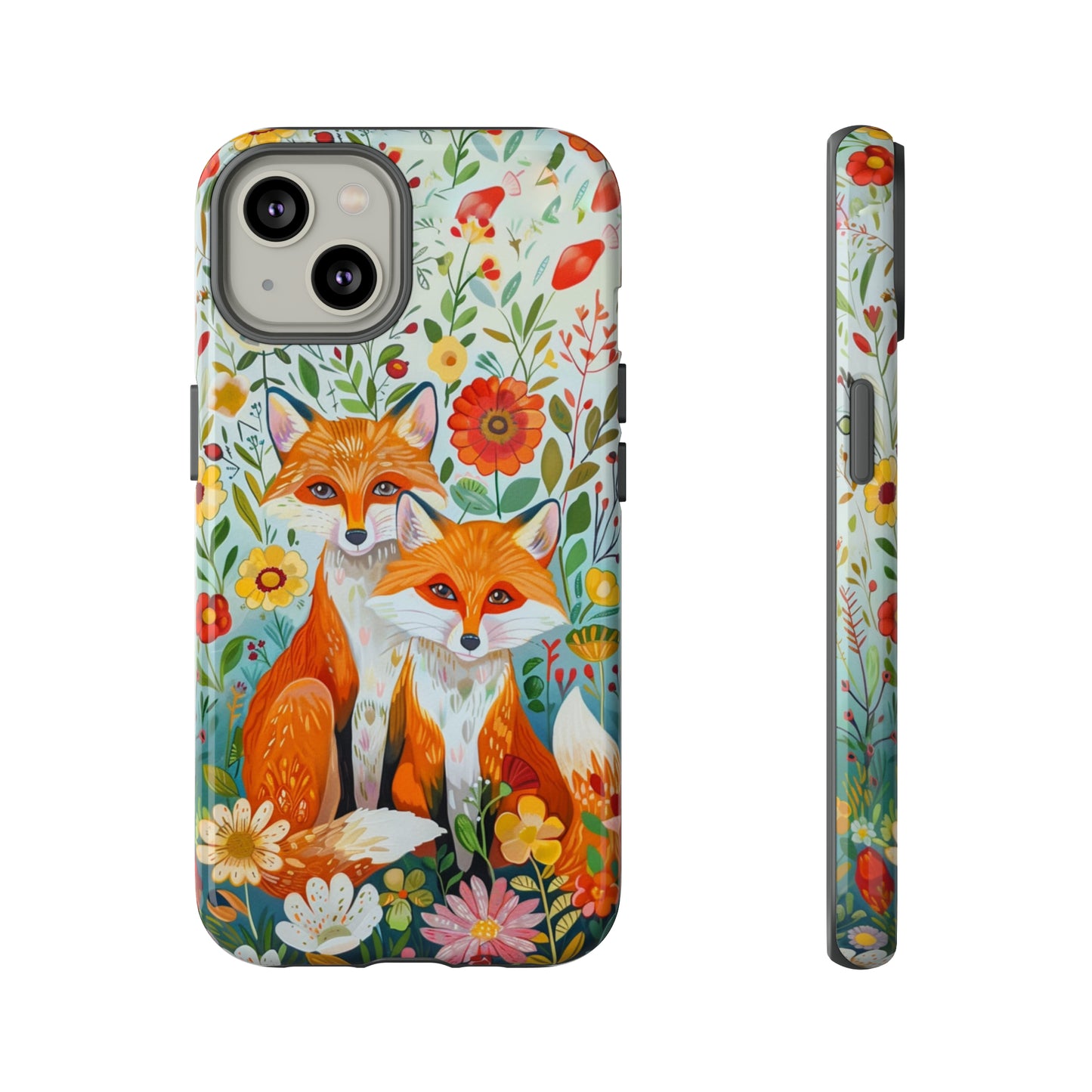 Foxes in the Floral Garden Phone Case