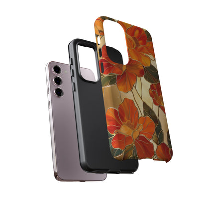 Orange Floral Phone Case Stained Glass Flower Aesthetic