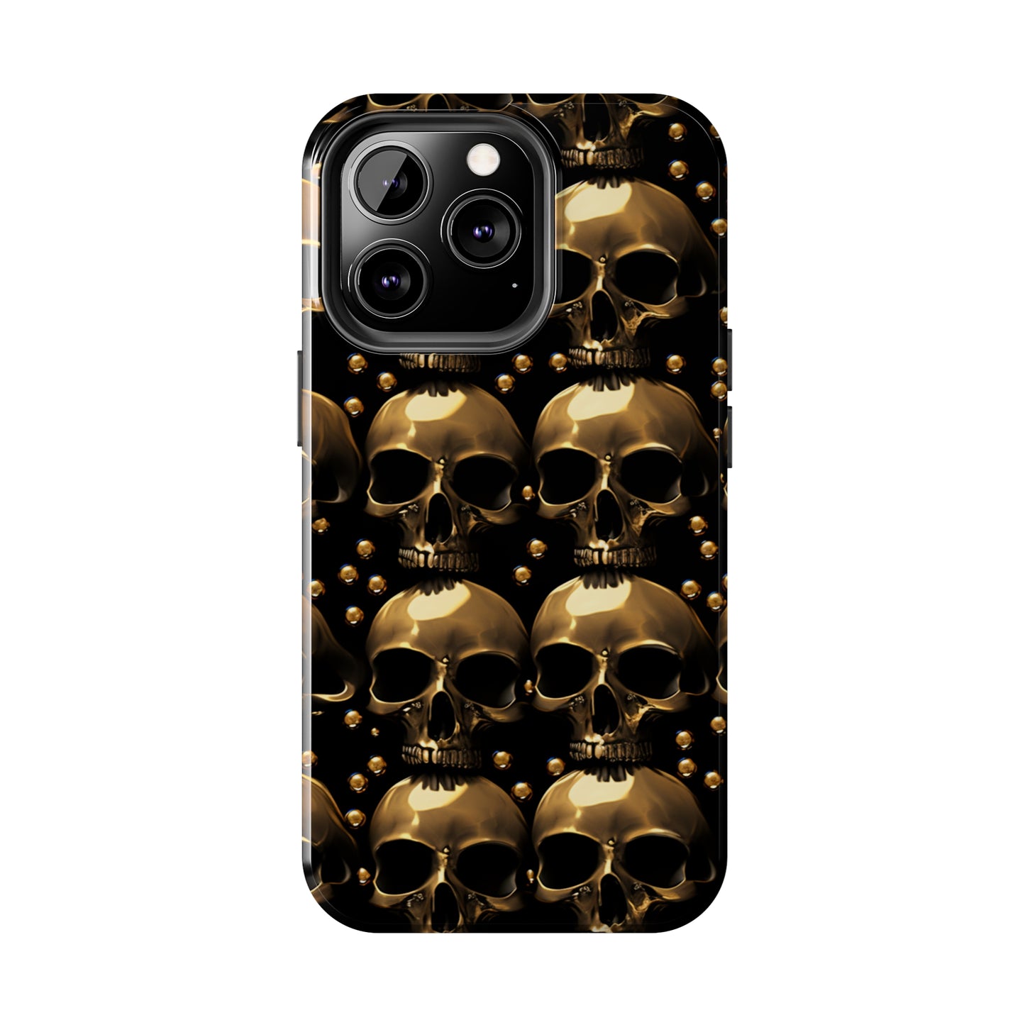 iPhone Case Golden Enigma: Where Goth Meets Glamour | Gold Skulls iPhone Tough Case