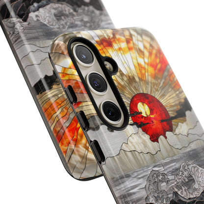 Japanese Rising Sun Phone Case Stained Glass Ocean Wave Phone Cover iPhone 15 Case