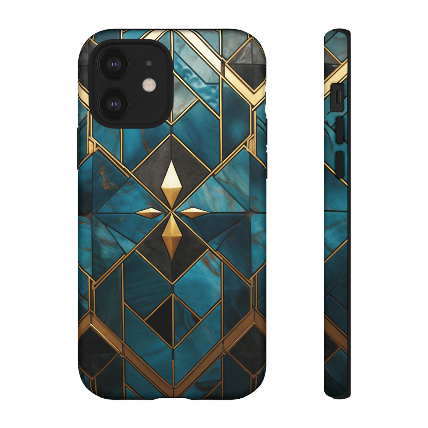 Gold and Blue Marble Mosaic Phone Case