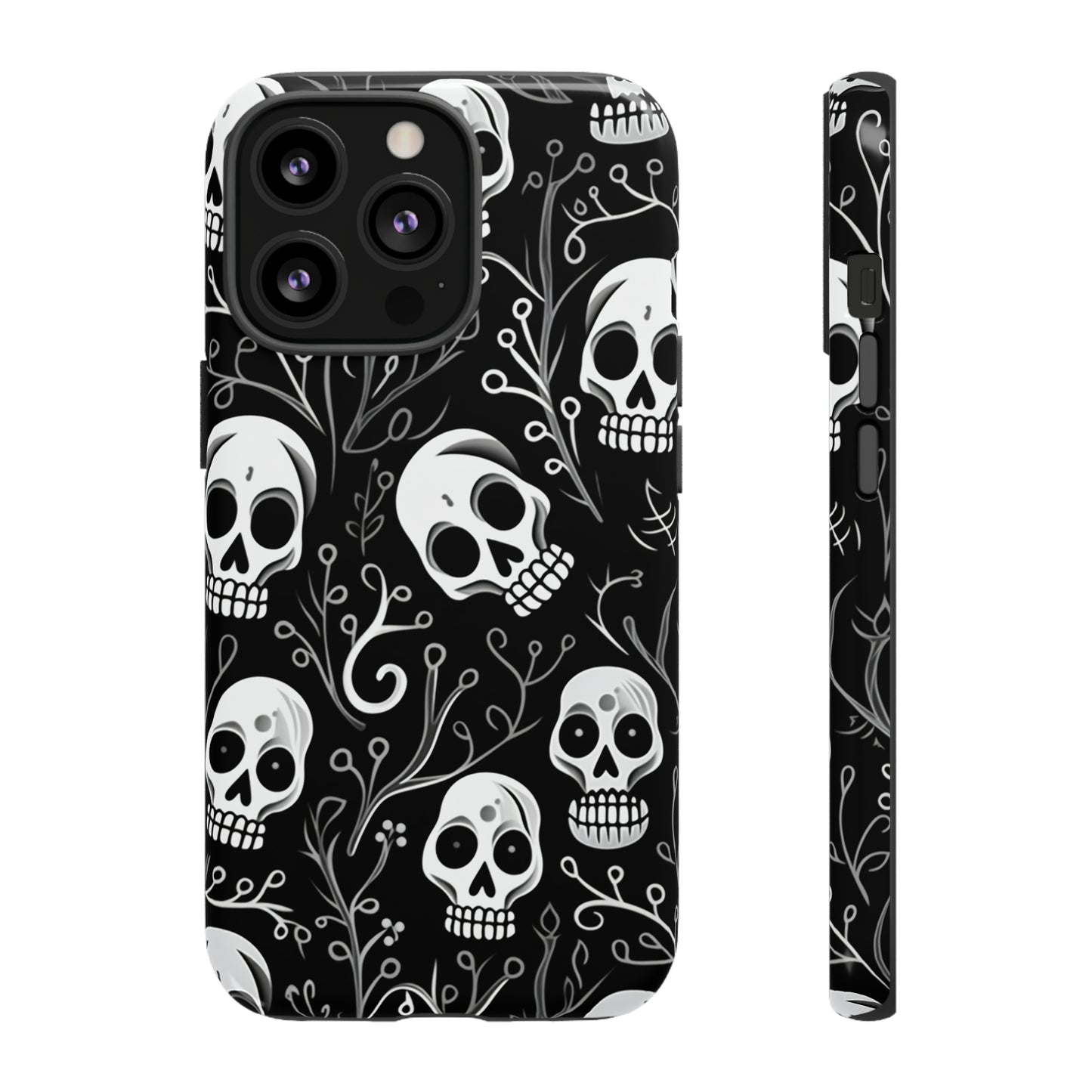 Join the Goth Side: Black Skull Floral Print | Mystical Elegance Case for iPhone, Samsung Galaxy, and Google Pixel