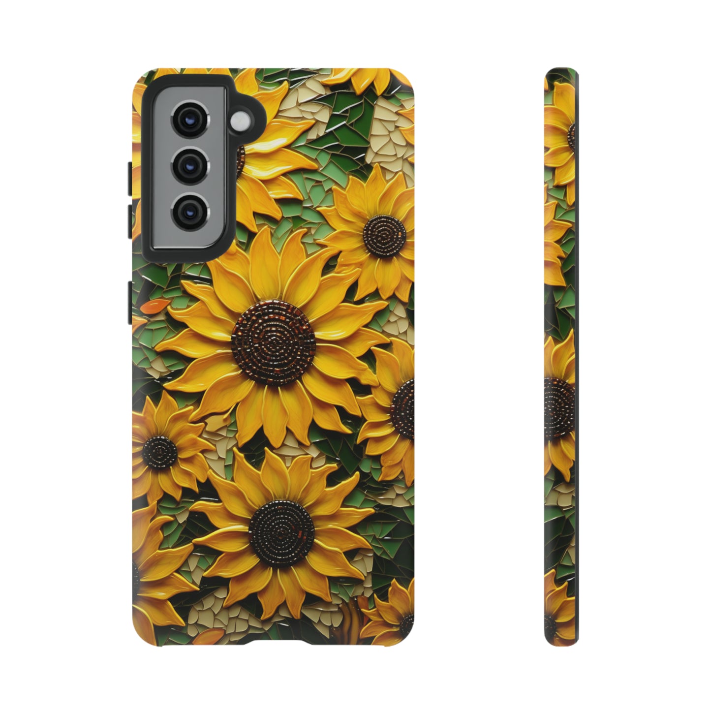 Sunflower Floral Color Explosion Mosaic Glass