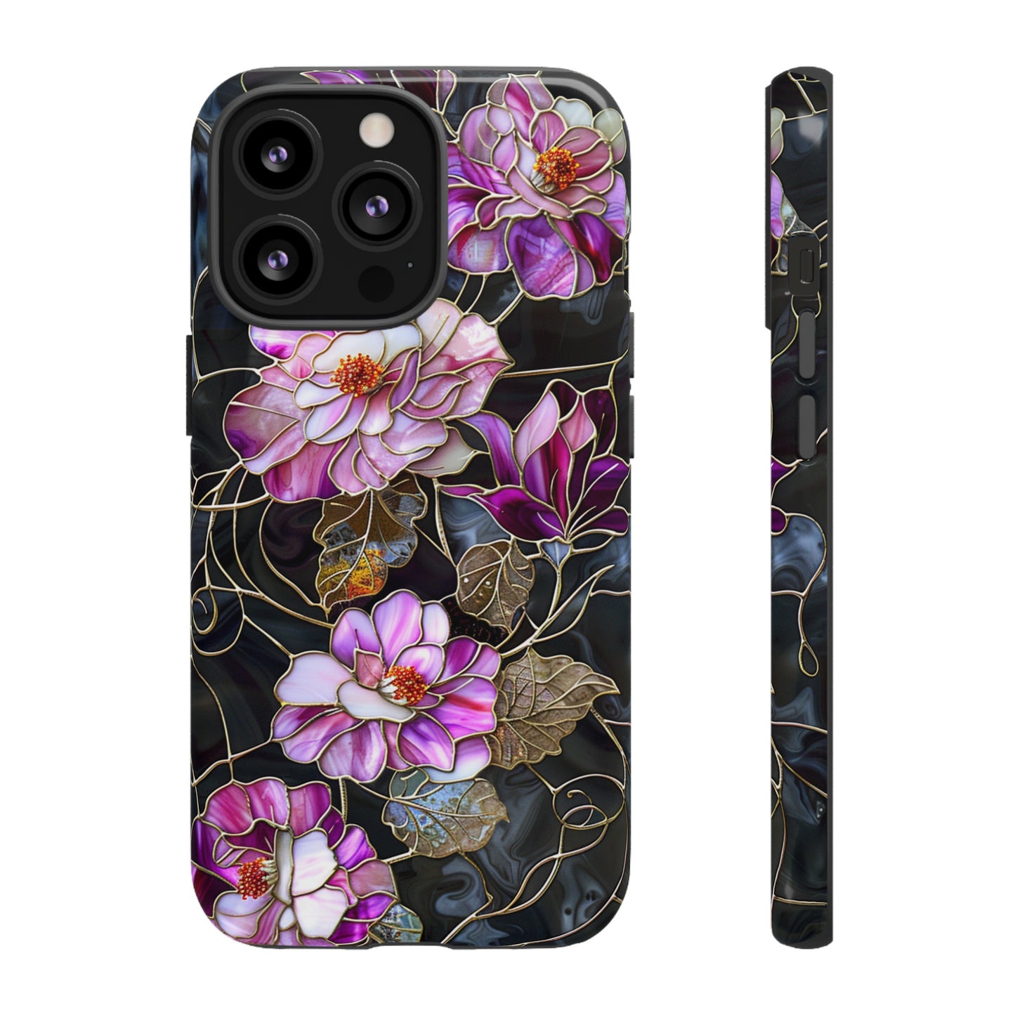 Magenta Color Floral Stained Glass Phone Case