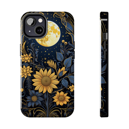 Starry Night Boho Meets Cottagecore: Floral Sun, Moon & Stars iPhone Case