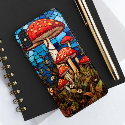 Stained Glass Mushroom Garden iPhone Case | Embrace Whimsical Beauty and Nature's Delight