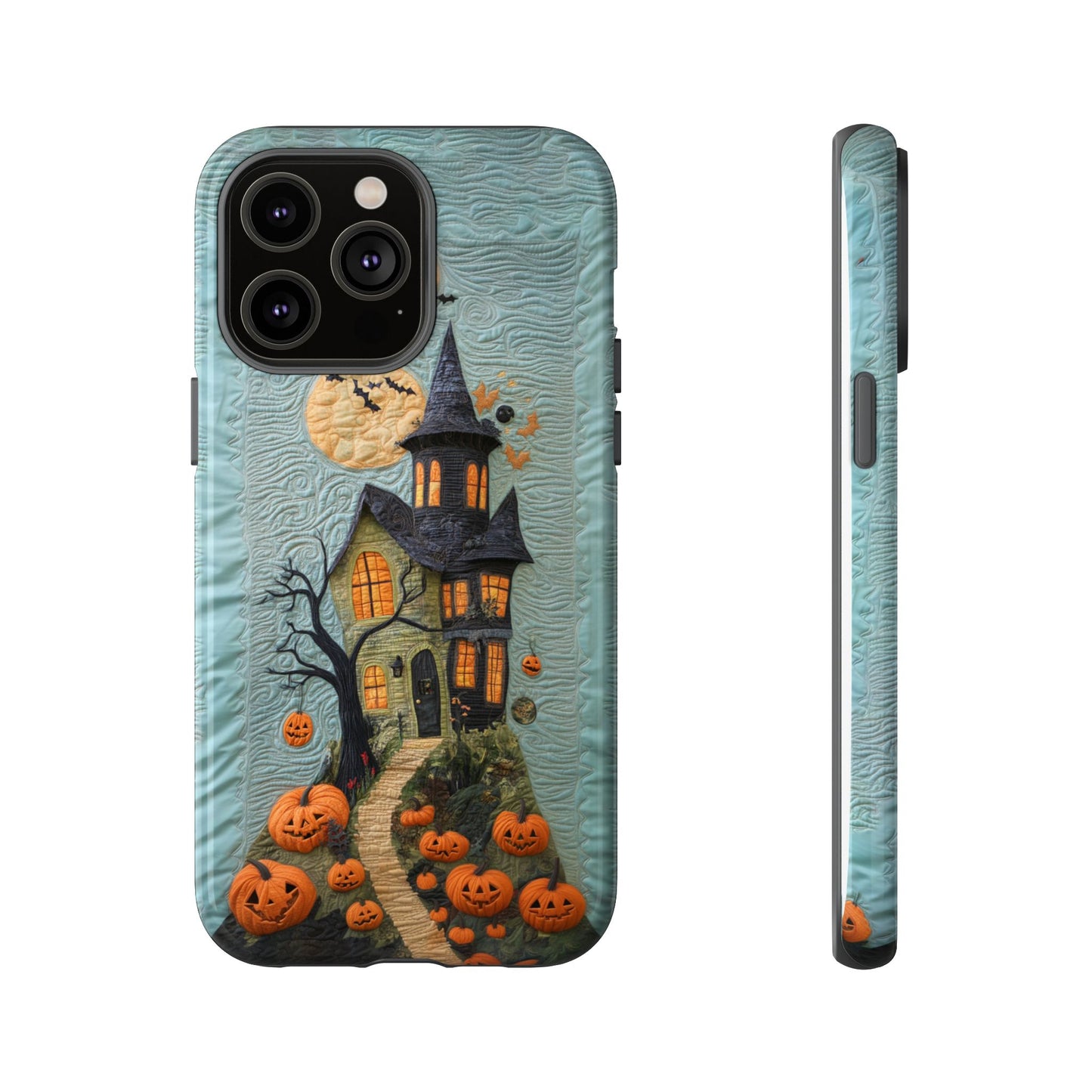 Halloween Haunted House Vintage Embroidery Style Phone Cover