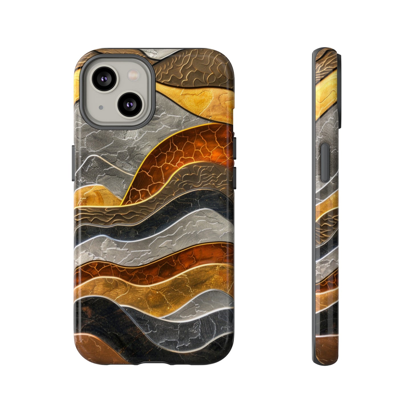 Abstract Gold and Silver Mountain Design Phone Case