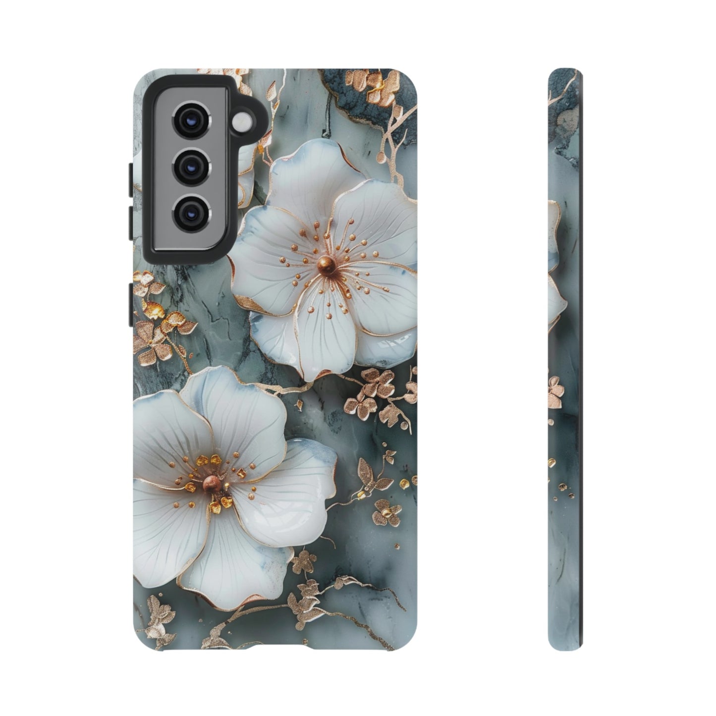 White Flower on Marble Stone  Phone Case