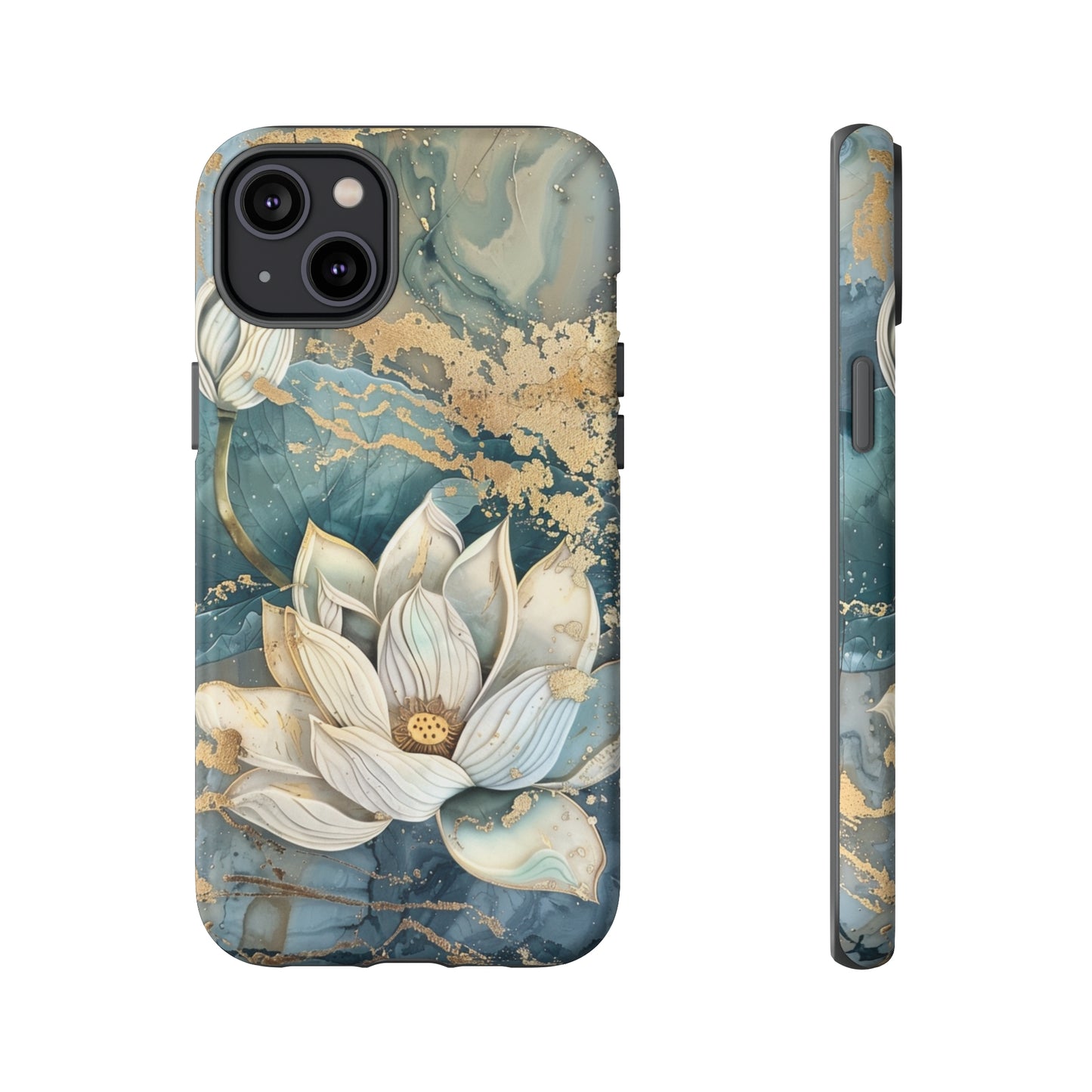 Zen Stained Glass Marble Lotus Floral Design Phone Case