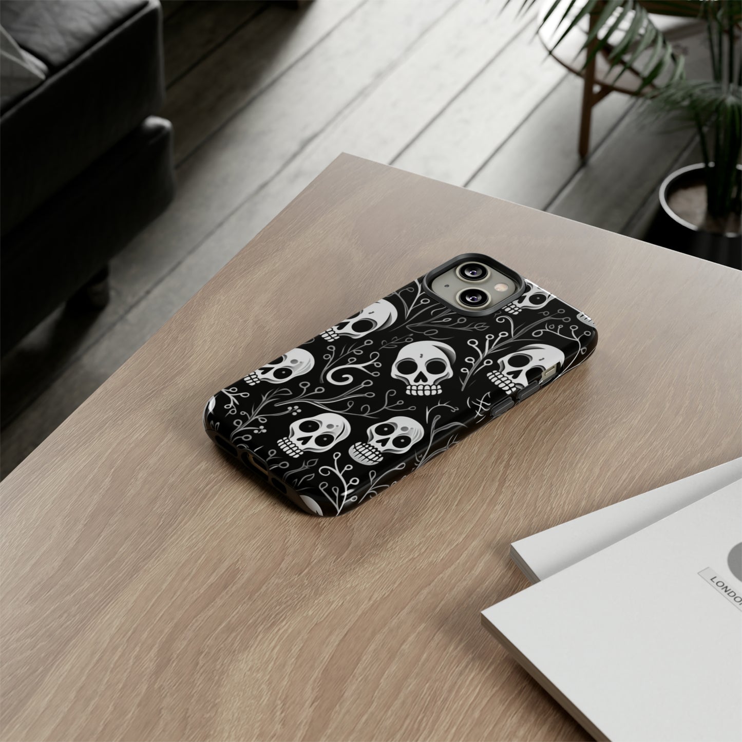 Join the Goth Side: Black Skull Floral Print | Mystical Elegance Case for iPhone, Samsung Galaxy, and Google Pixel