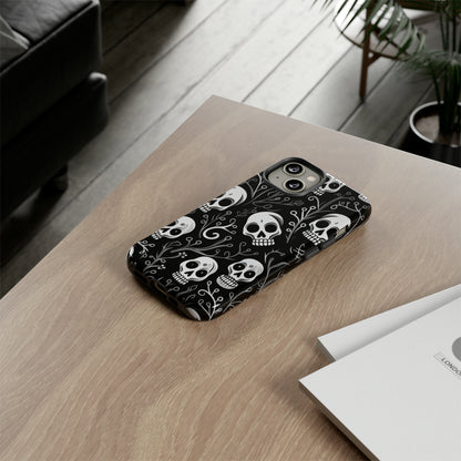 Join the Goth Side: Black Skull Floral Print | Mystical Elegance Case for iPhone, Samsung Galaxy, and Google Pixel