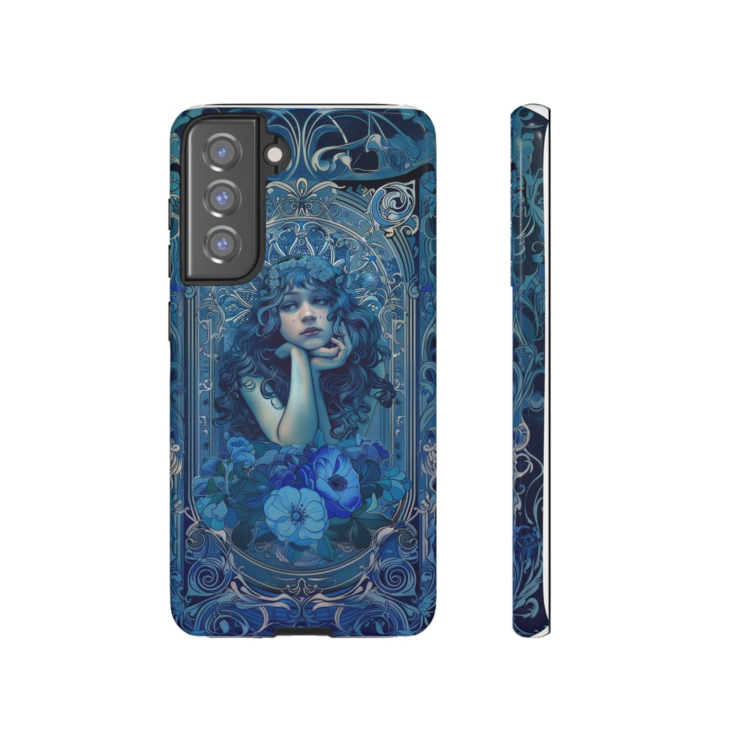 Blue Floral Art Nouveau Style Phone Case