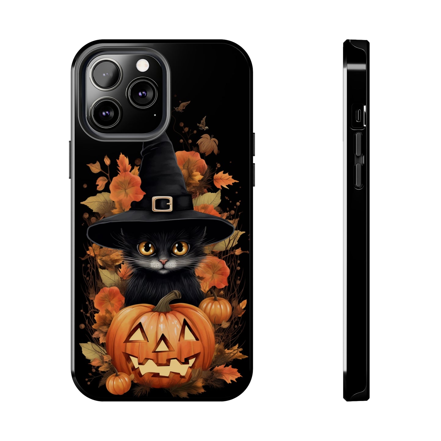 Trick or Treat Delight: Adorable Witch Cat Halloween Celebration | Whimsical iPhone Case