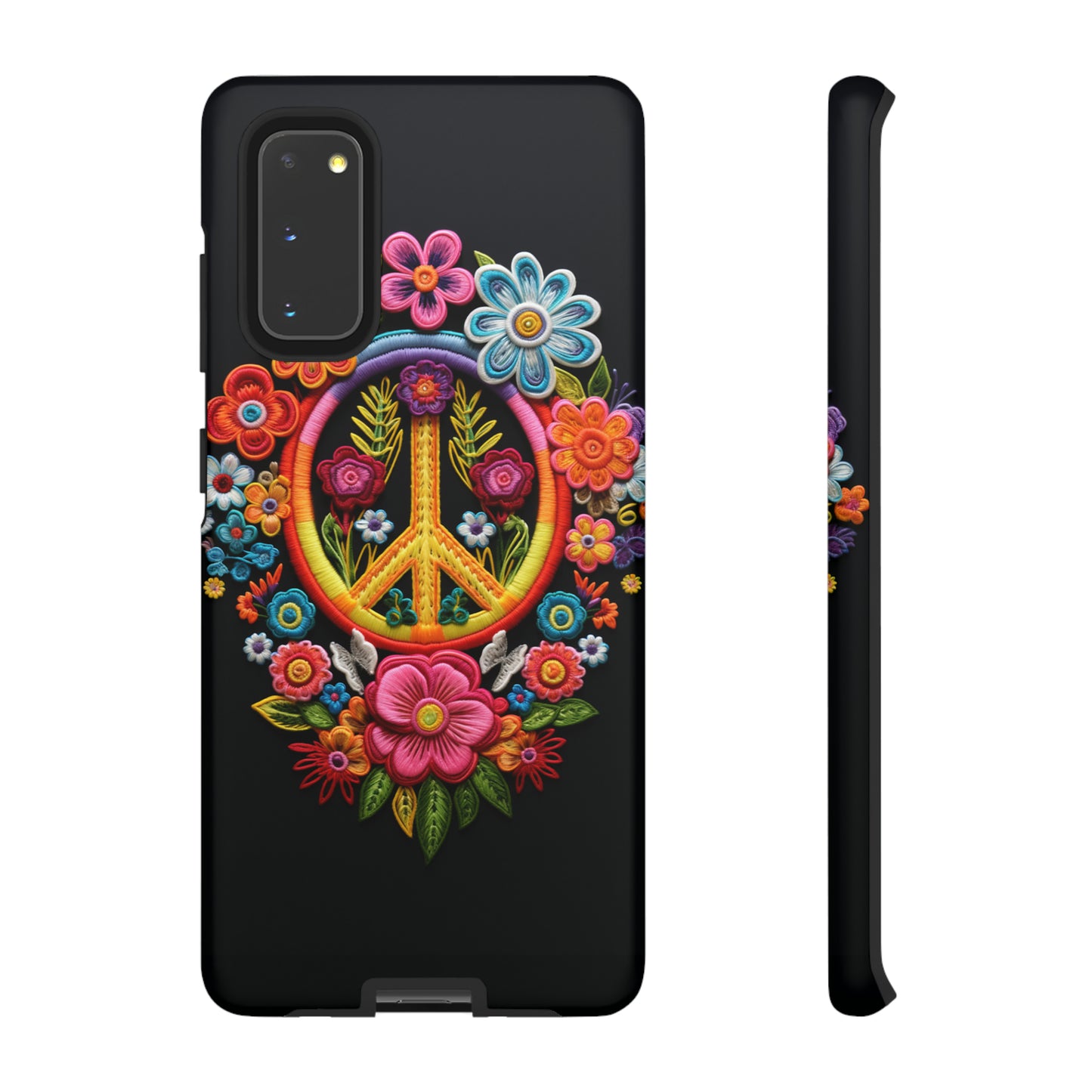 Peace Sign Embroidery Floral Hippie Style Phone Case