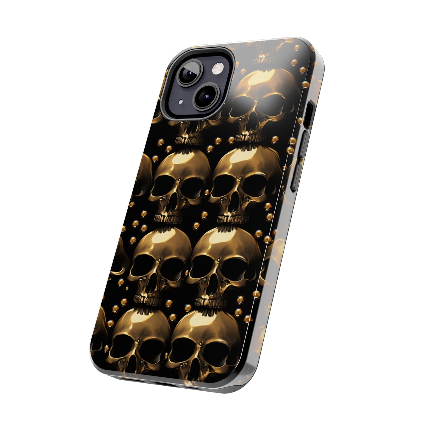 iPhone Case Golden Enigma: Where Goth Meets Glamour | Gold Skulls iPhone Tough Case