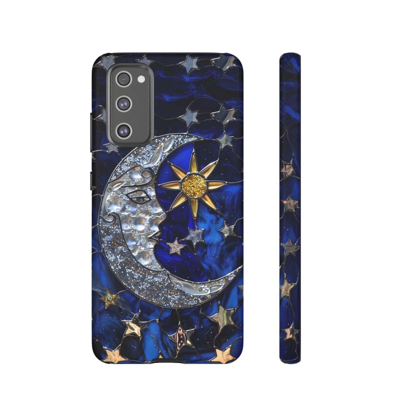 Cosmic Moon & Stars Stained Glass Starry Night Phone Case