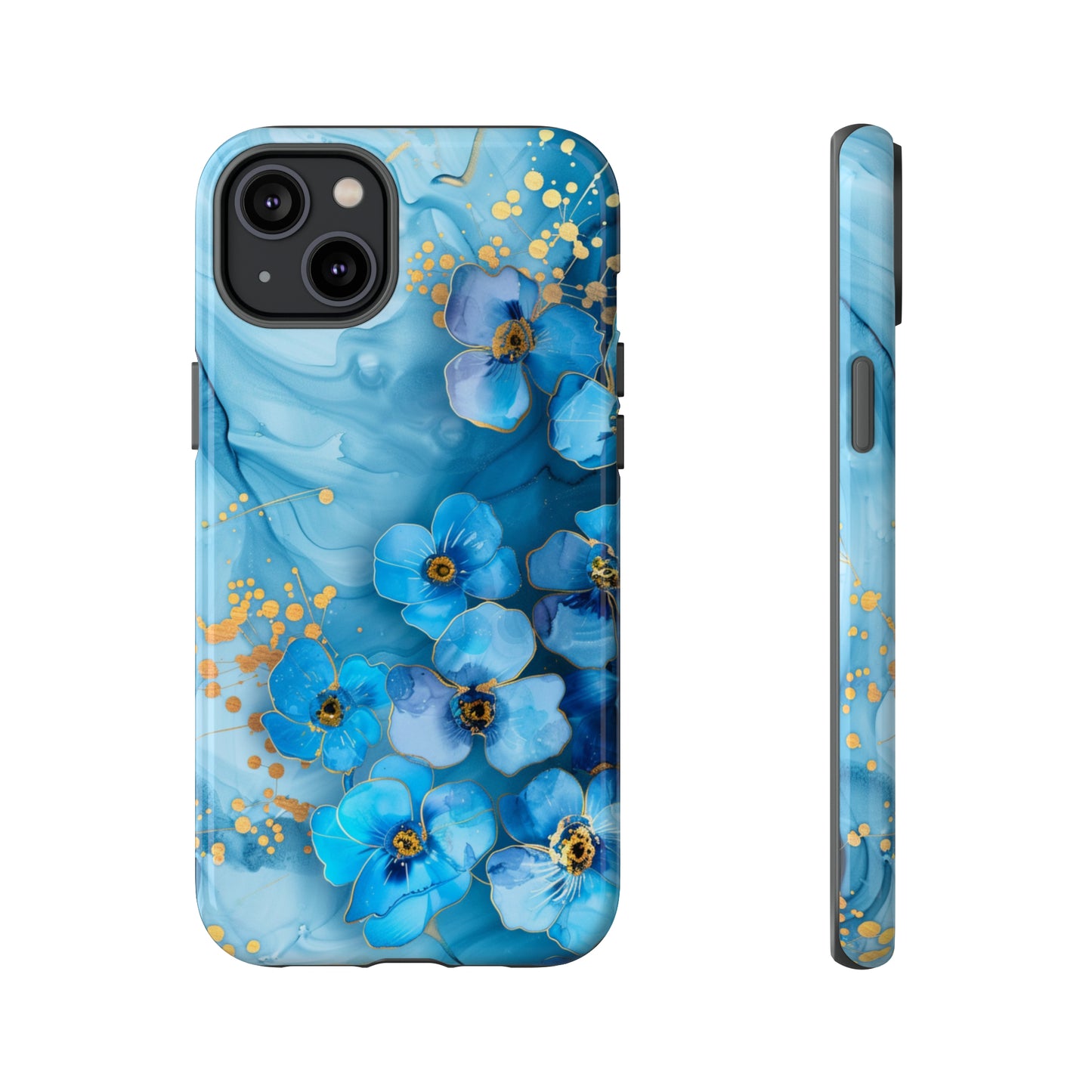 Forget Me Nots Gold Color Splash Floral Design Phone Case