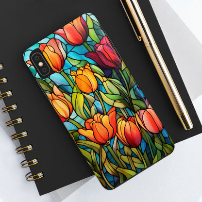 Stained Glass Tulip Floral Aesthetic iPhone Case | Embrace the Beauty of Nature in Full Bloom