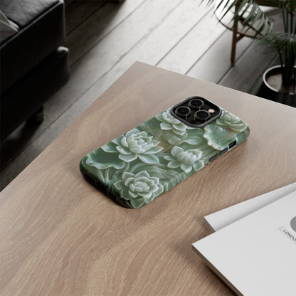 Green Jade Lotus Floral Art Phone Case