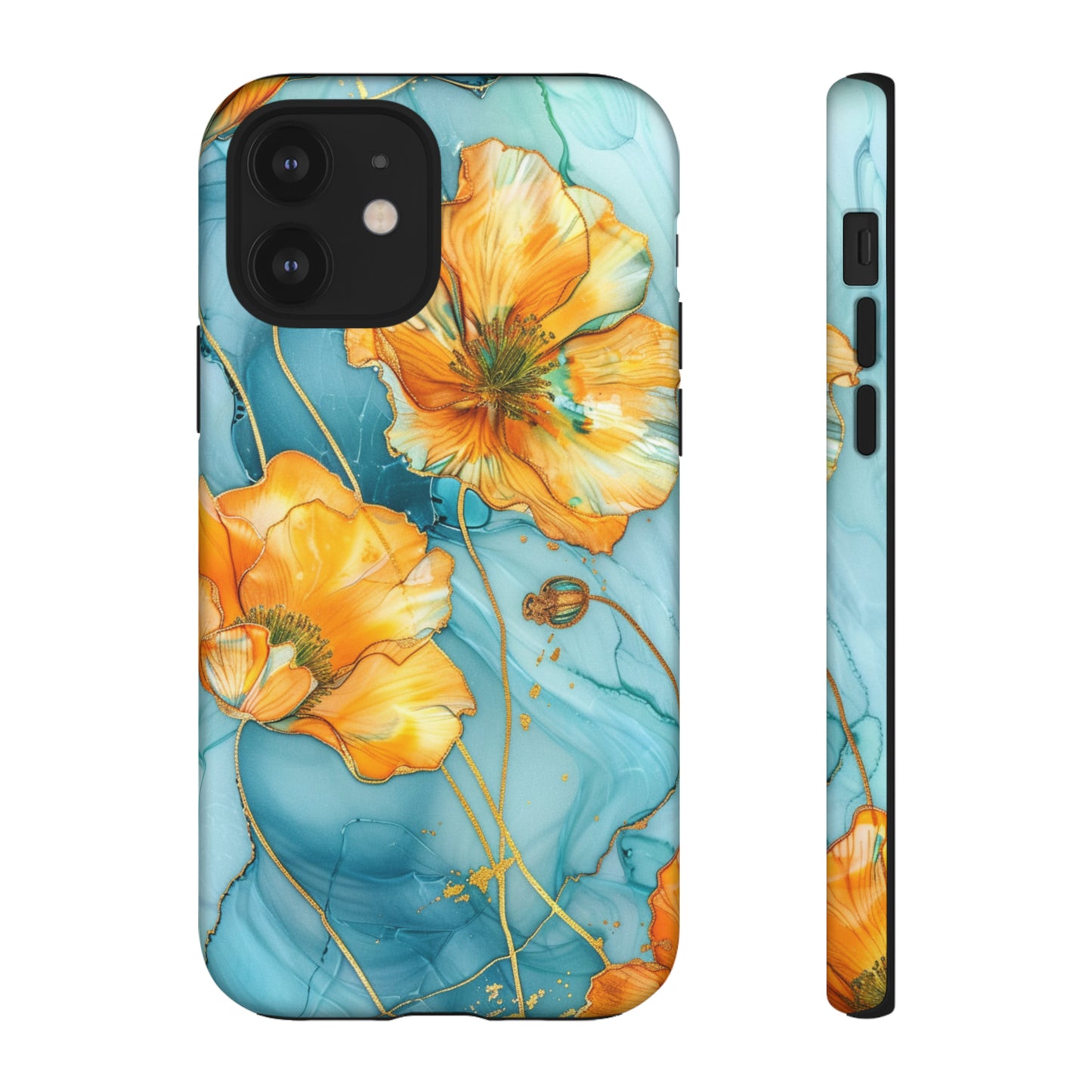 Gold Poppies Color Splash Floral Design Phone Case