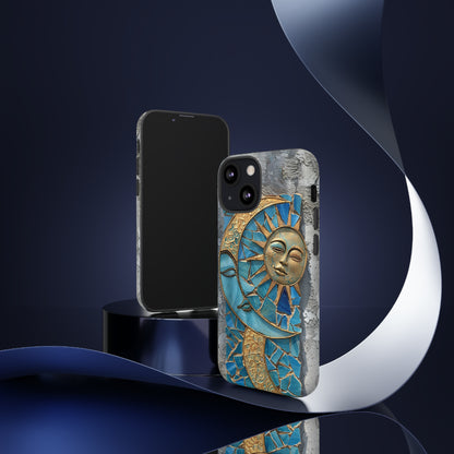 Boho Sun and Moon Mosaic Tile Stained Glass Phone Case