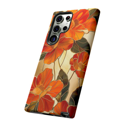 Orange Floral Phone Case Stained Glass Flower Aesthetic