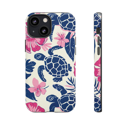 Undersea Floral Blue Sea Turtle Phone Case