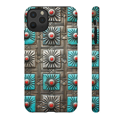 Vintage Navajo Native American Turquoise Concho Phone Case for iPhone 15, 14, 13, 12, 11 Pro Max, 14 Plus, iPhone XS Max, iPhone XR, iPhone 7, 8, 14, 15 Plus, SE