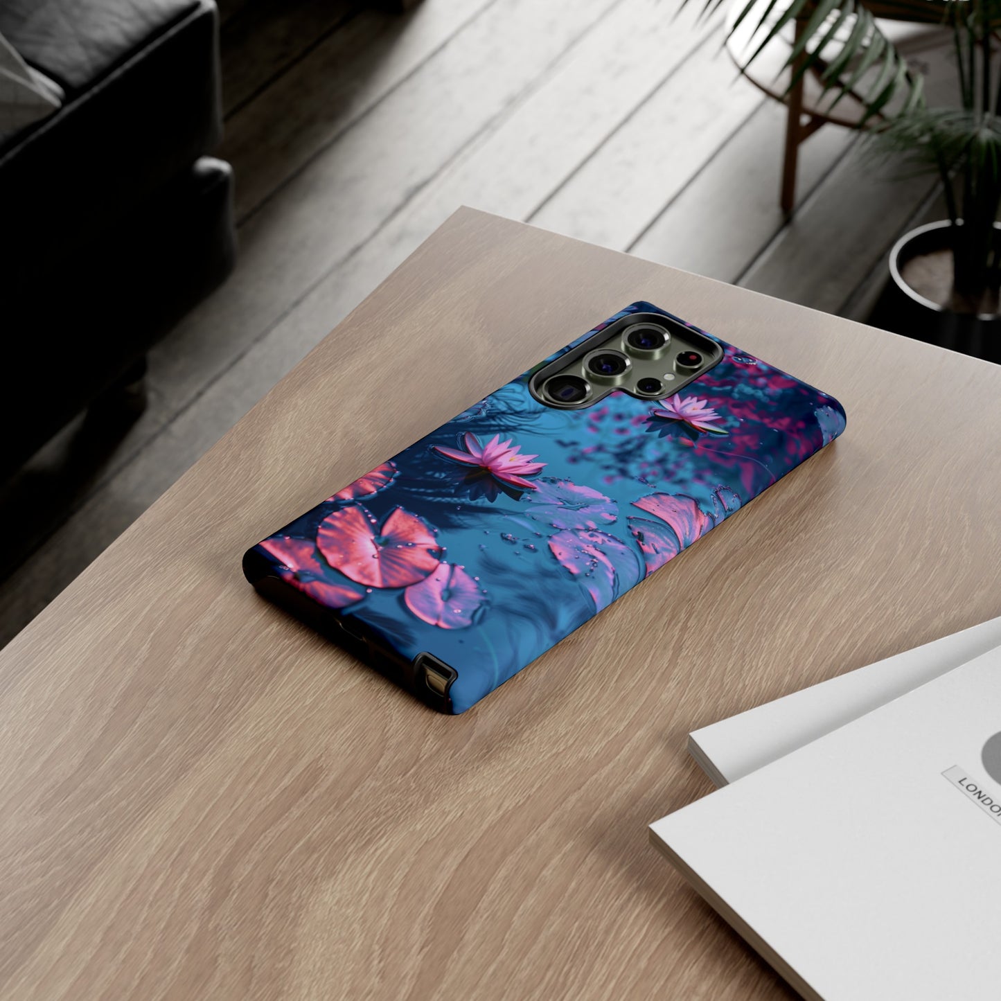 Magenta and Blue Color Zen Lily Pad Phone Case