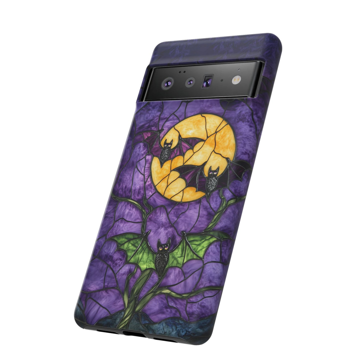 Full Moon Stained Glass Style Halloween Bats Phone Case