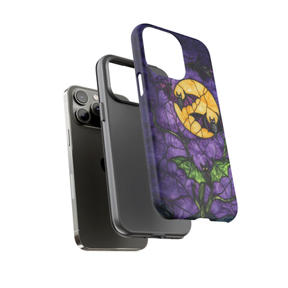 Full Moon Stained Glass Style Halloween Bats Phone Case