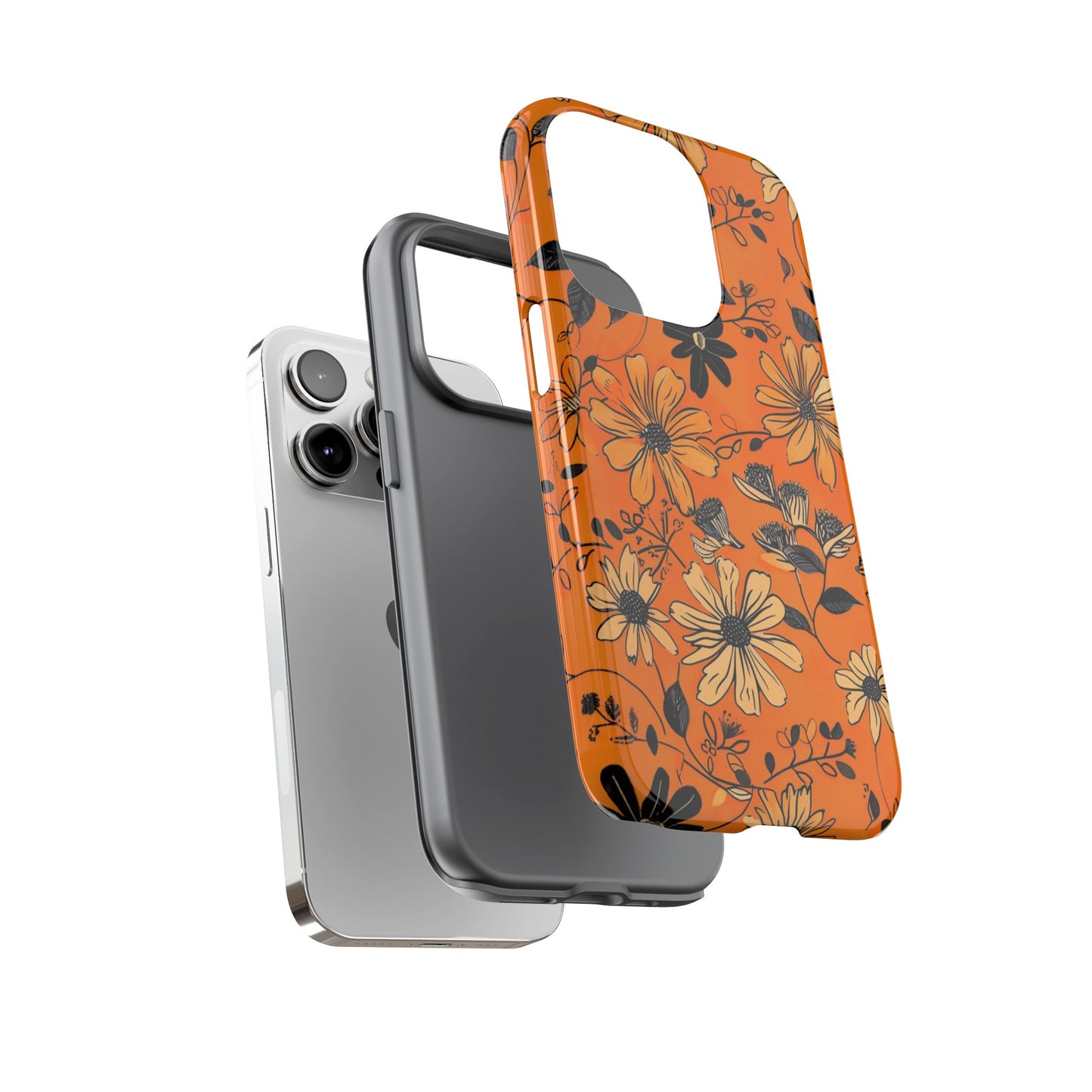 Orange Floral Phone Case Cute Summer Flower Aesthetic