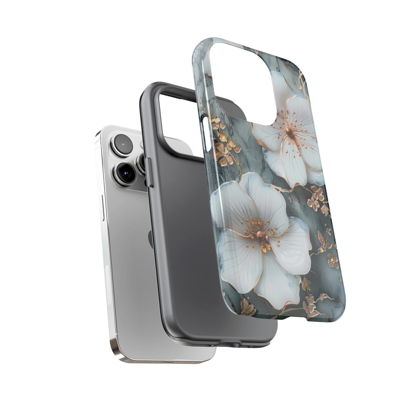 White Flower on Marble Stone  Phone Case