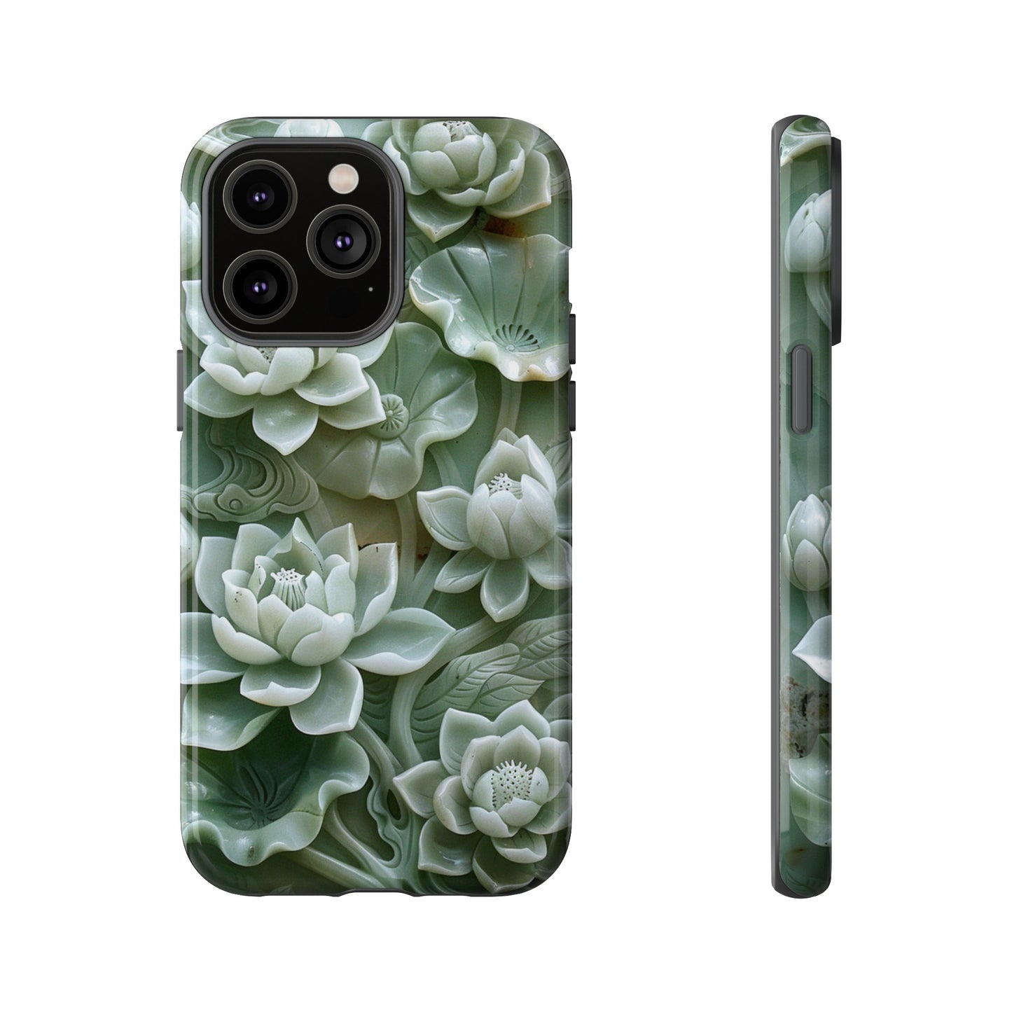 Green Jade Lotus Floral Art Phone Case