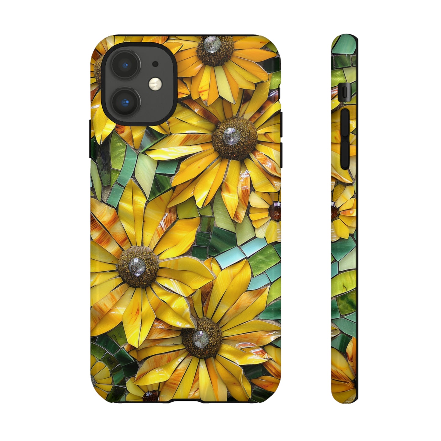 Yellow and Gold Daisy Mosaic Stained Glass Phone Case for iPhone 15, 14, Pro Max, 13, 12 & Samsung Galaxy S23, S22, S21, Google Pixel