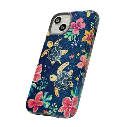 Undersea Floral Blue Sea Turtle Phone Case