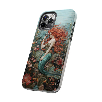 Siren's Song: Mermaid Elegance Apple Phone Case | Embroidery-Inspired iPhone Case