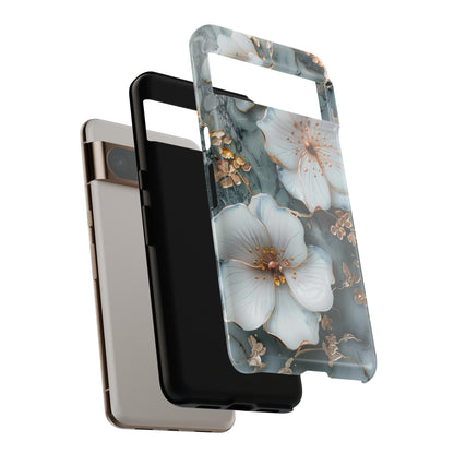 White Flower on Marble Stone  Phone Case