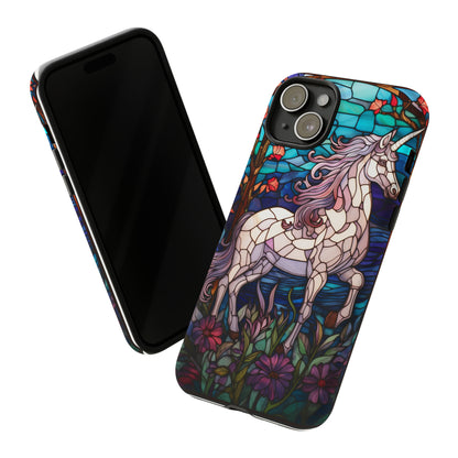 Unicorn Stained Glass iPhone, iPhone Case Retro Samsung Galaxy Phone Tough Case iPhone 15 14 Plus 13 12 7 8 Se Hippie Boho Style